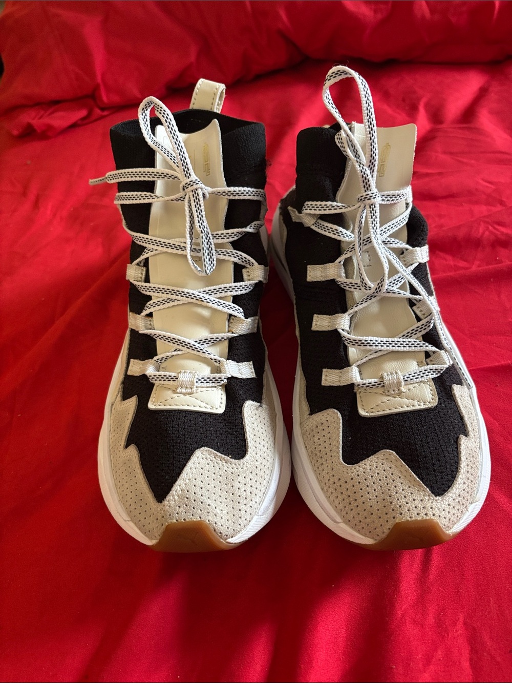 Puma Kids High-Top Sneakers in Black and Cream